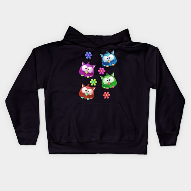 Funny Cartoon BIRDS Kids Hoodie by Nicki-Merch